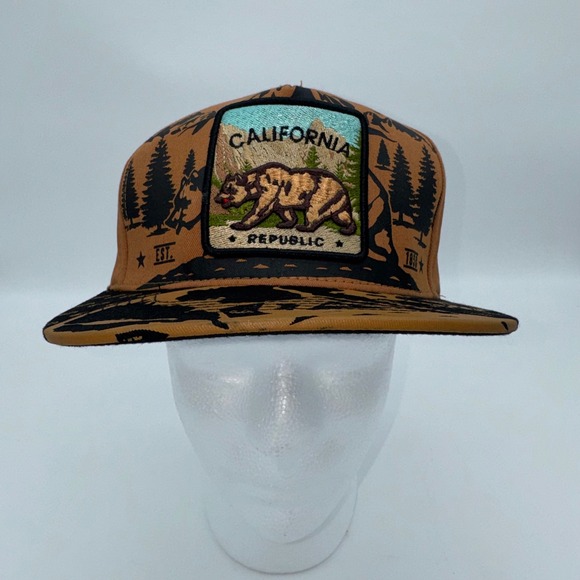 Top Level California Republic Bear Trees Snapback Trucker Hat  Adjustable - Picture 2 of 9